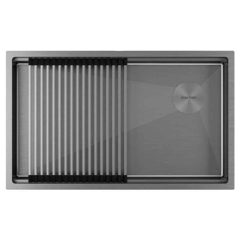 Кухонная мойка Paulmark Next Pro PM707445-GM 450*740 мм (вороненая сталь)