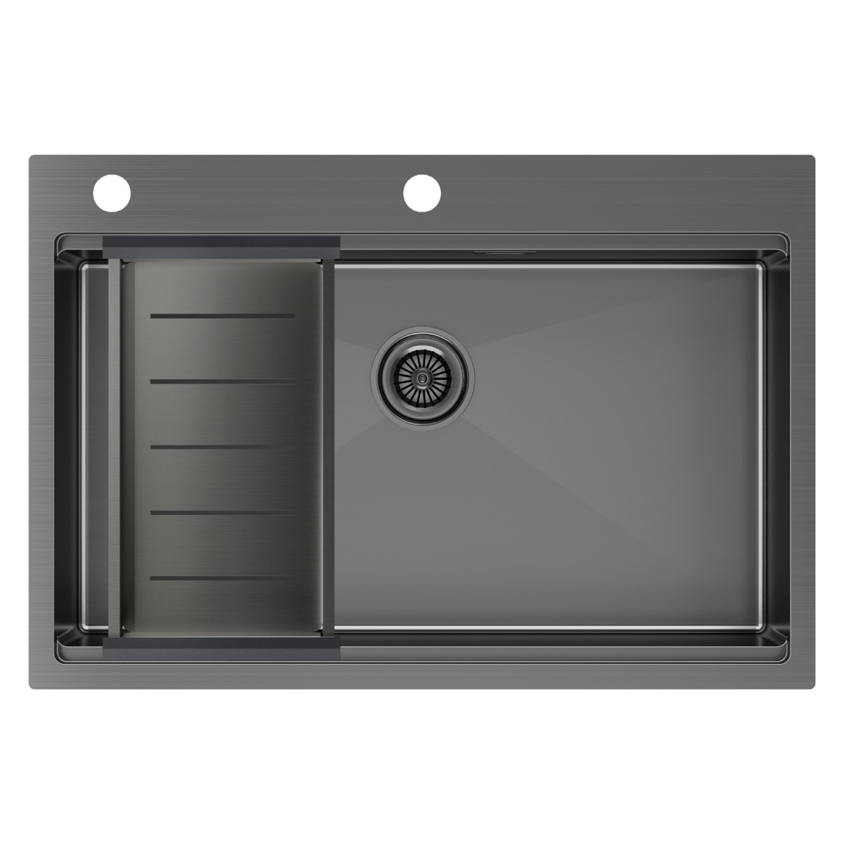 Комплект кухонная мойка Paulmark Kroner-PRO 75 510*750 мм +коландер PM707551-GM+A405-GM (вороненая сталь)