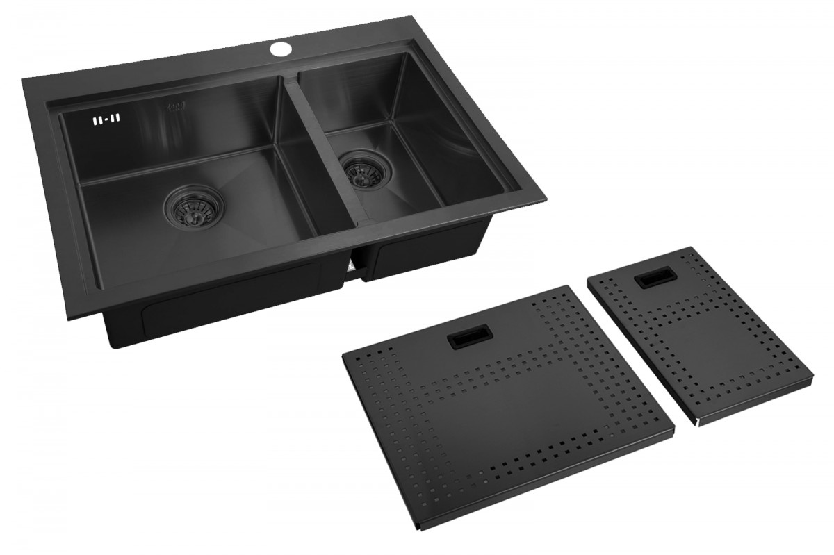 Мойка кухонная с накладками Zorg ZM N-78-2-52-L GRAFIT 780*520 мм L (графит)