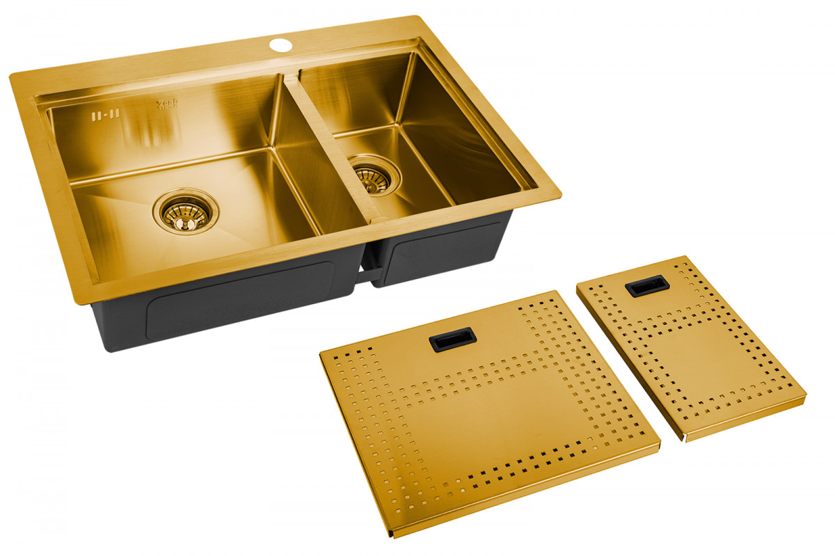 Мойка кухонная с накладками Zorg ZM N-78-2-52-L BRONZE 780*520 мм L (бронза)