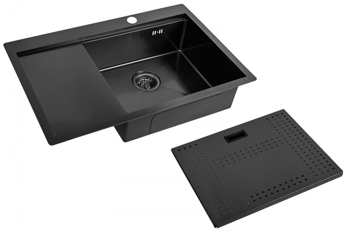 Мойка кухонная с накладкой Zorg ZM N-7852-R GRAFIT 780*520 мм R (графит)