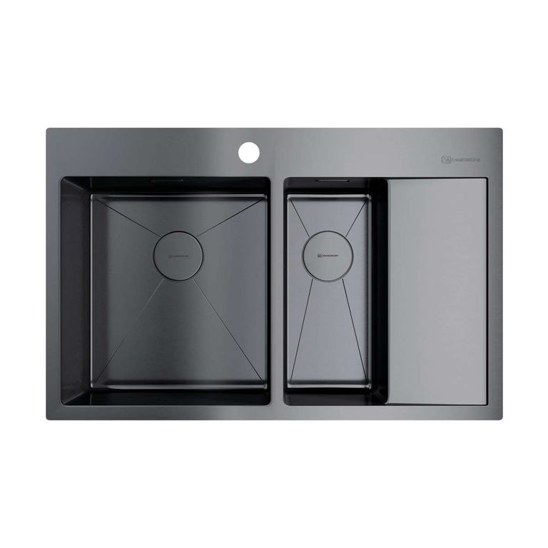 Кухонная мойка Omoikiri Akisame 78-2-GM-L 4973101 780*510 мм (воронёная сталь)