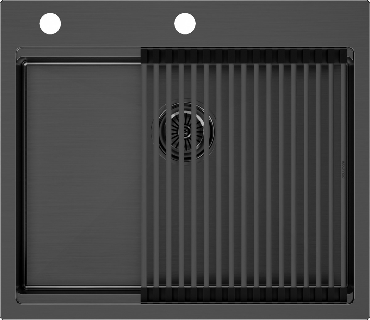 Комплет кухонная мойка Paulmark Brim 590*510 мм с ролл-матом Pro PM705951-GM+R405-GM (воронёная сталь)