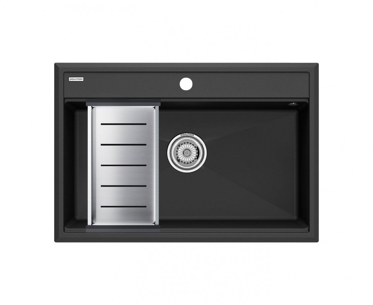 Комплект кухонная мойка Paulmark Stepia 80 750*510 мм + коландер Advance PM117551-AN+A375-BS (антрацит)