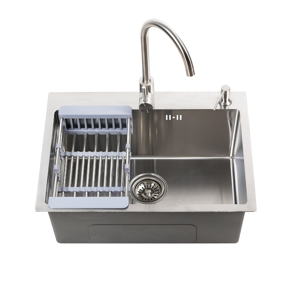 Комплект мойка кухонная Melana D6045H+4 600*450 мм (нержавеющая сталь) ProfLine 5 в 1 D6045H+4