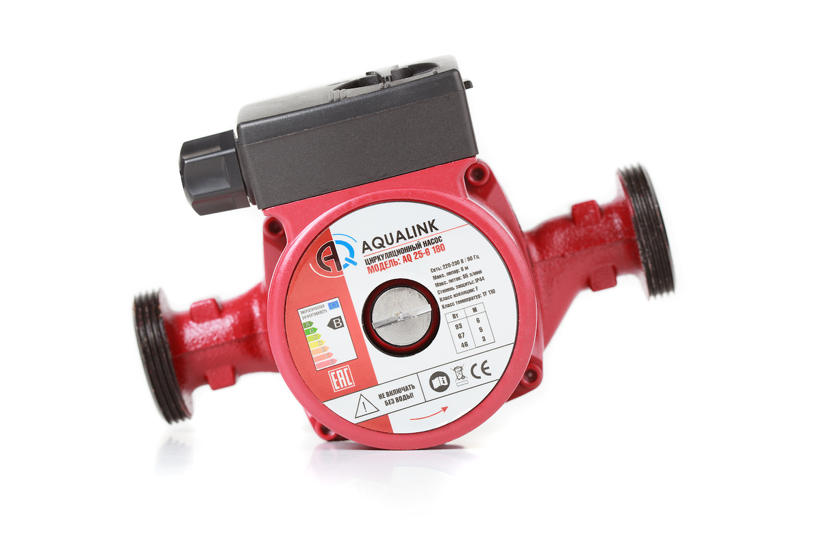 Насос циркуляционный AQUALINK 25-4 180 мм (с гайками)