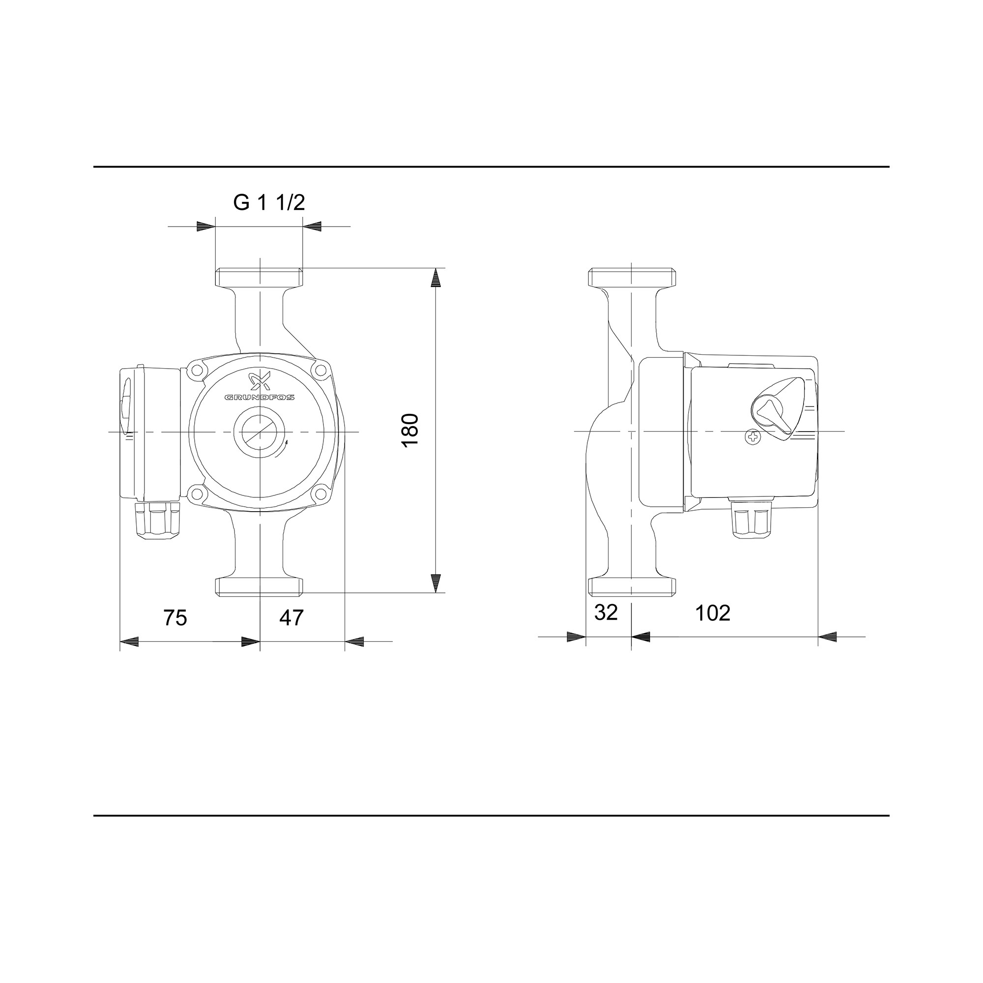 Насос циркуляционный GRUNDFOS UPS 25-40 EU, с гайками