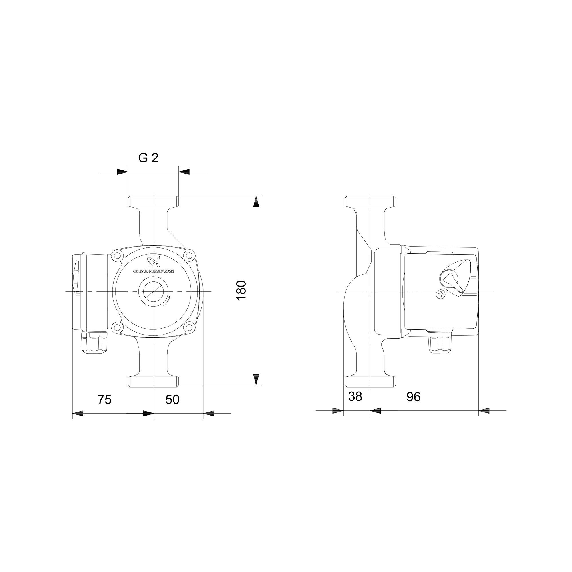 Насос циркуляционный GRUNDFOS UPS 32-60 EU, с гайками