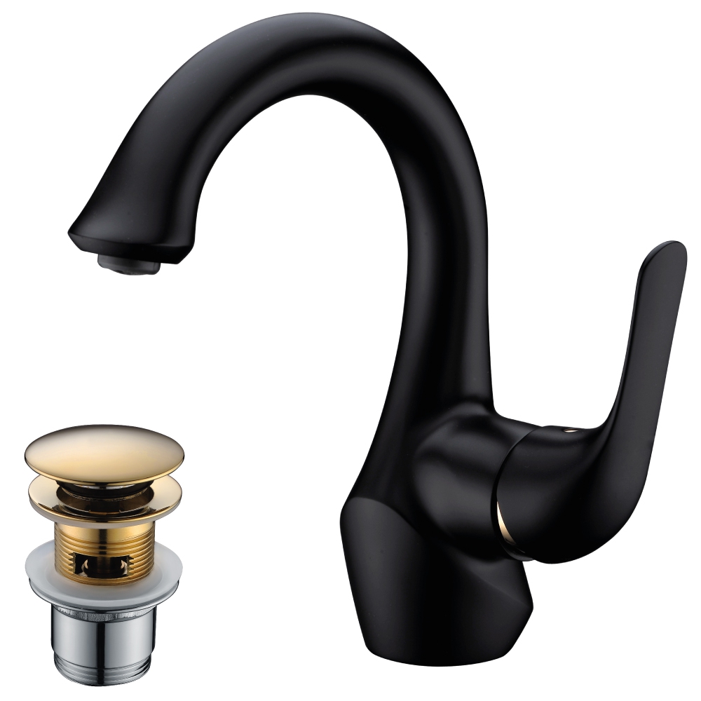 Смеситель для раковины Lemark Swan LM5406BG (черный/золото)