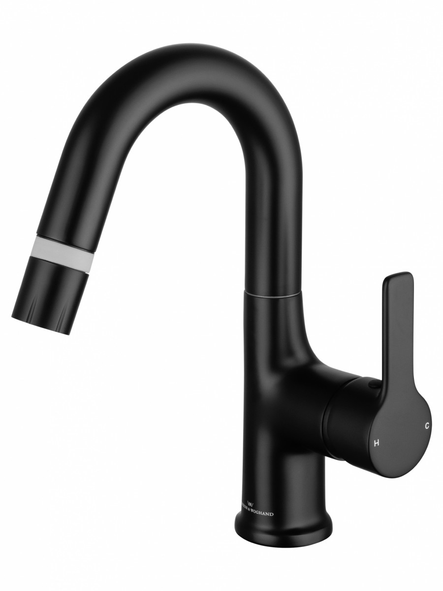 Смеситель для раковины Wonzon&Woghand WW-FE01L212-MB (чёрный матовый)