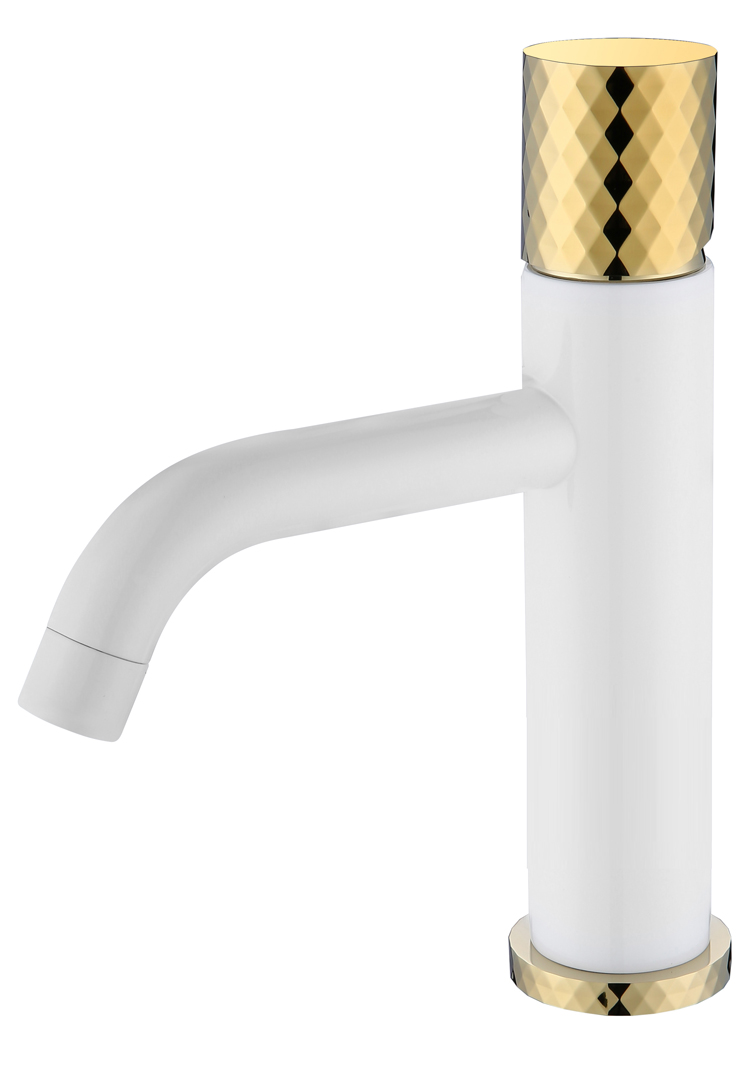 Смеситель для раковины Boheme Stick 121-WG (белый/золото)