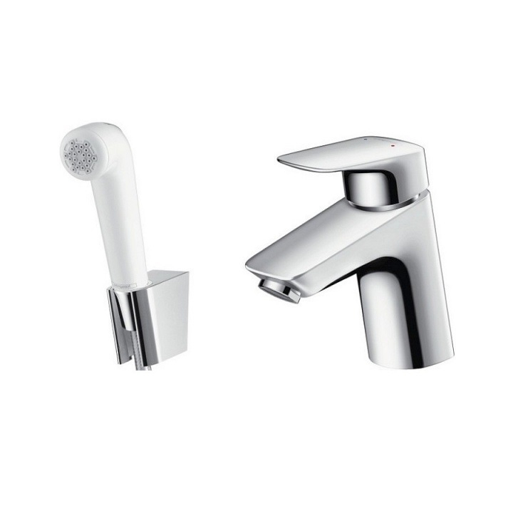 Смеситель для раковины с гигиеническим душем Hansgrohe Logis 71290000 (белый/хром)