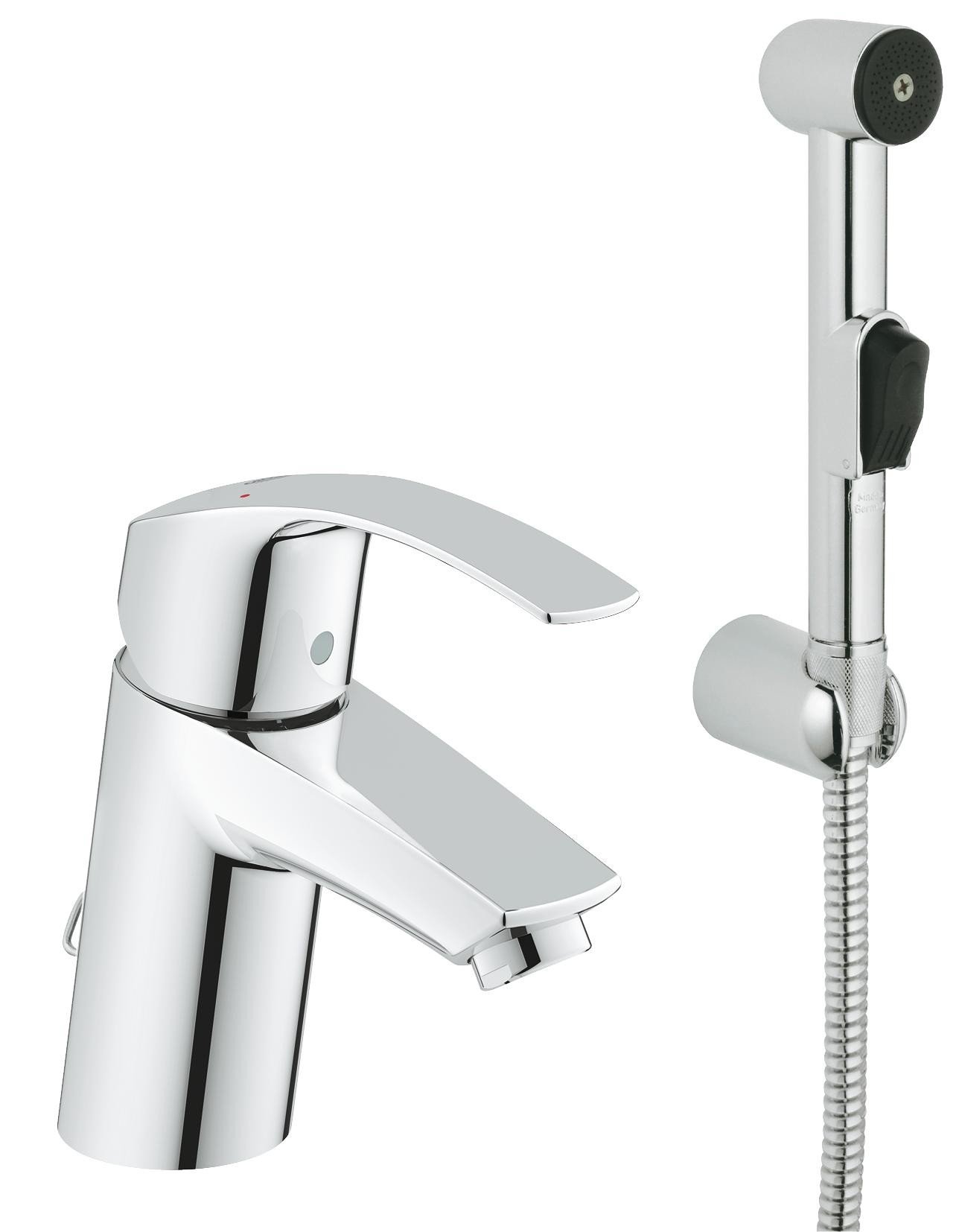 Смеситель для раковины с гигиеническим душем Grohe Eurosmart New 23124002 (хром)