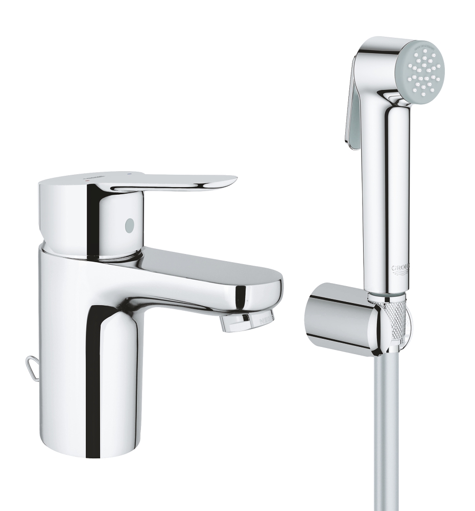 Смеситель для раковины с гигиеническим душем Grohe BauEdge 23757000 (хром)