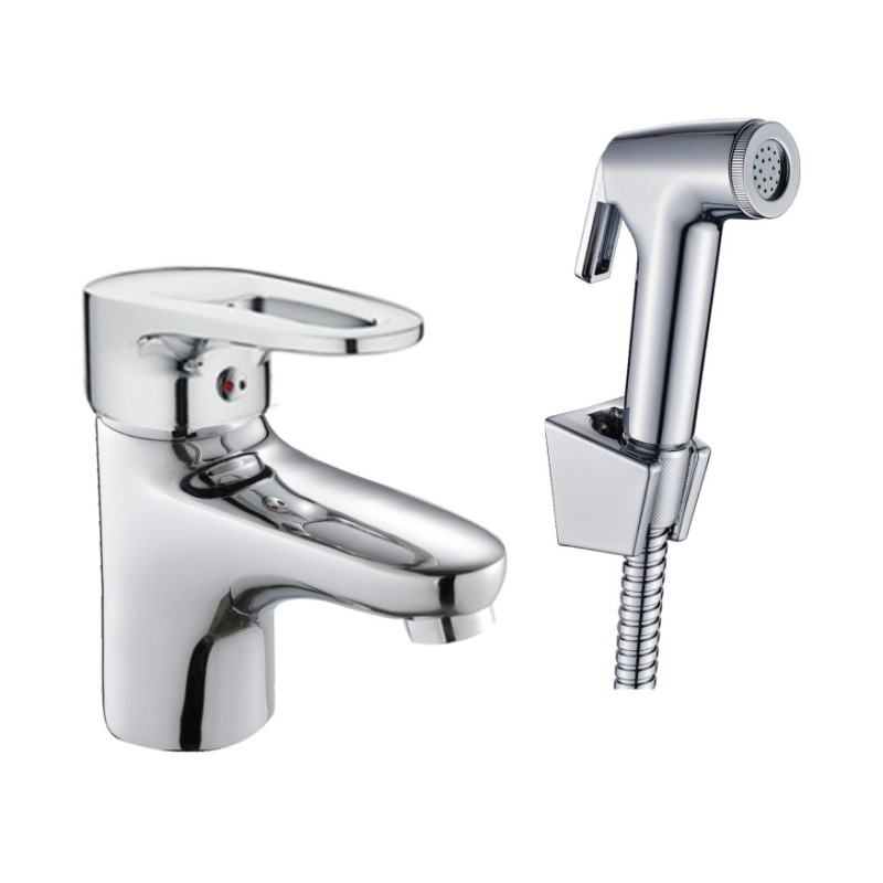 Смеситель для раковины с гигиеническим душем Haiba HB1268 (хром)