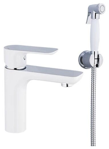 Смеситель для раковины с гигиеническим душем Gappo Noar G1048-1 (белый)