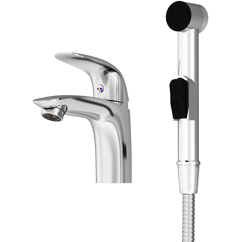 Смеситель для раковины с гигиеническим душем Damixa Eclipse 310300001 (хром/черный)