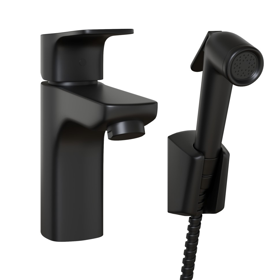 Смеситель для раковины с гигиеническим душем Paini Viva Style P4YO205/574 (чёрный матовый)