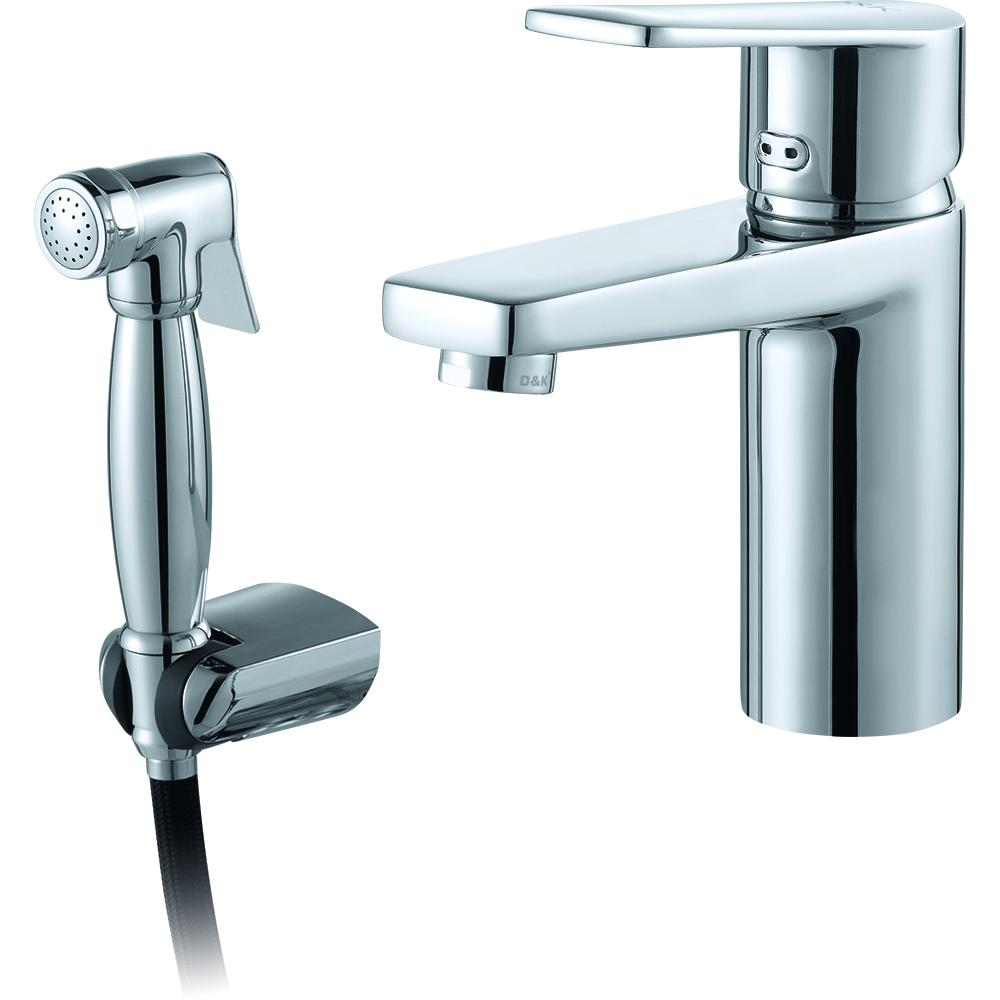 Смеситель для раковины с гигиеническим душем D&K Rhein.Lessing DA1322601 (хром)