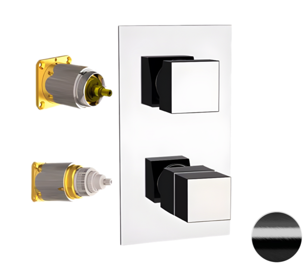Встраиваемый смеситель для душа Remer Q-Elegance QT92KBCFP (черный брашированный) с термостатом, внешняя часть