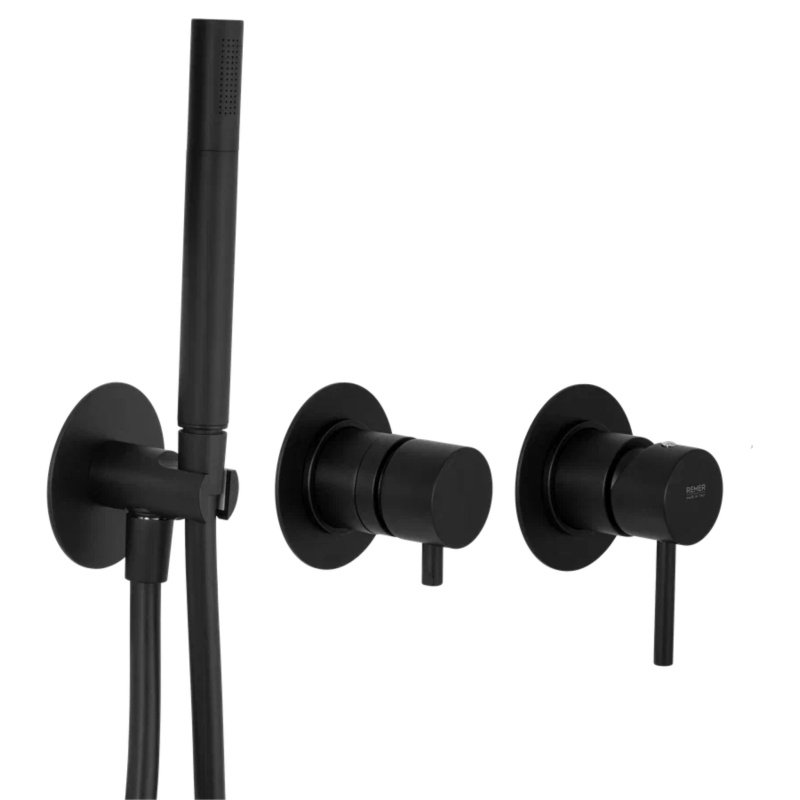 Встраиваемый смеситель для душа Remer X Style X97D2PNO (черный матовый)