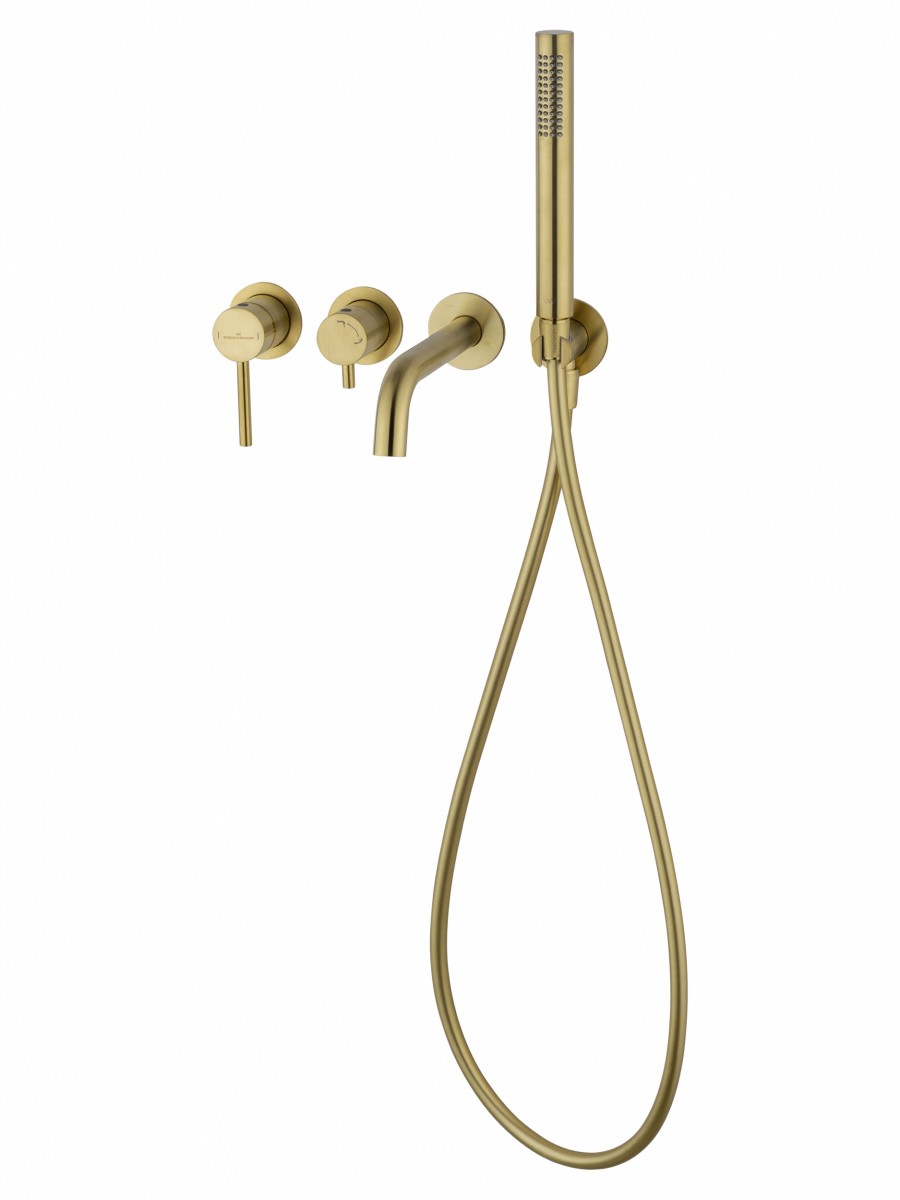 Встраиваемый смеситель для ванны Wonzon & Woghand STICK WW-889017-BG (брашированное золото)