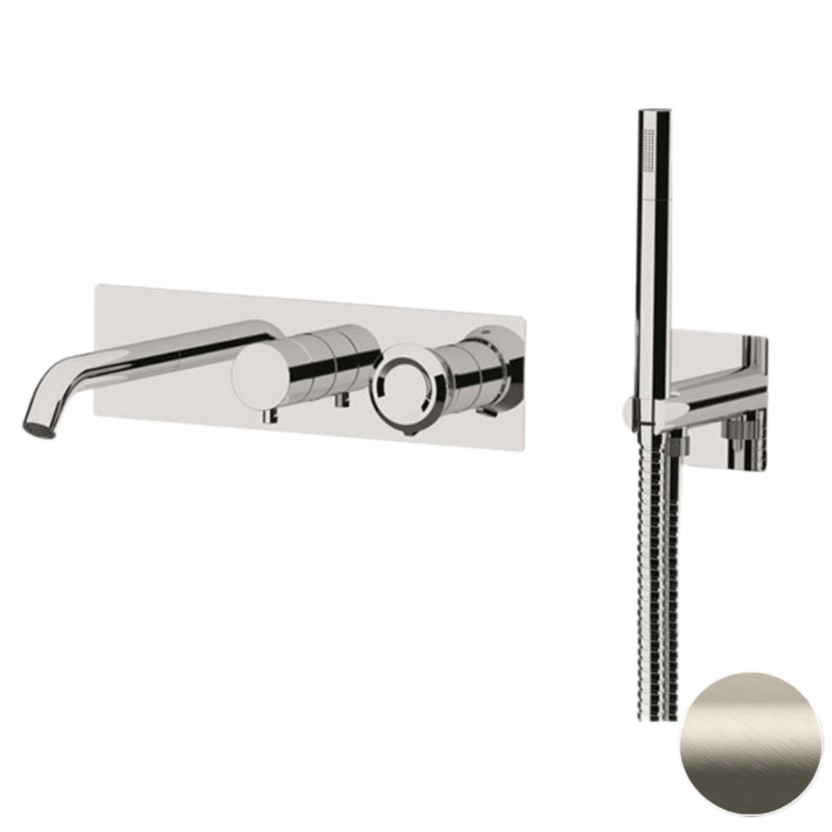 Встраиваемый смеситель для ванны Remer Element ET53D2XV (сталь матовая)