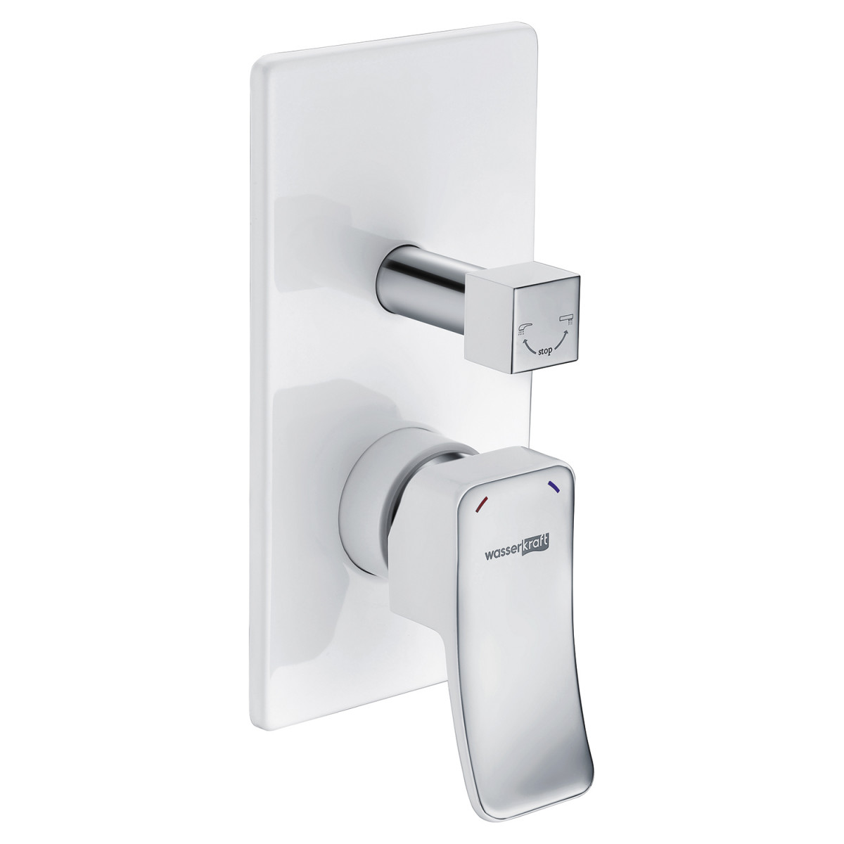 Встраиваемый смеситель для ванны с душем WasserKRAFT Aller 10641WHITE (хром/белый)