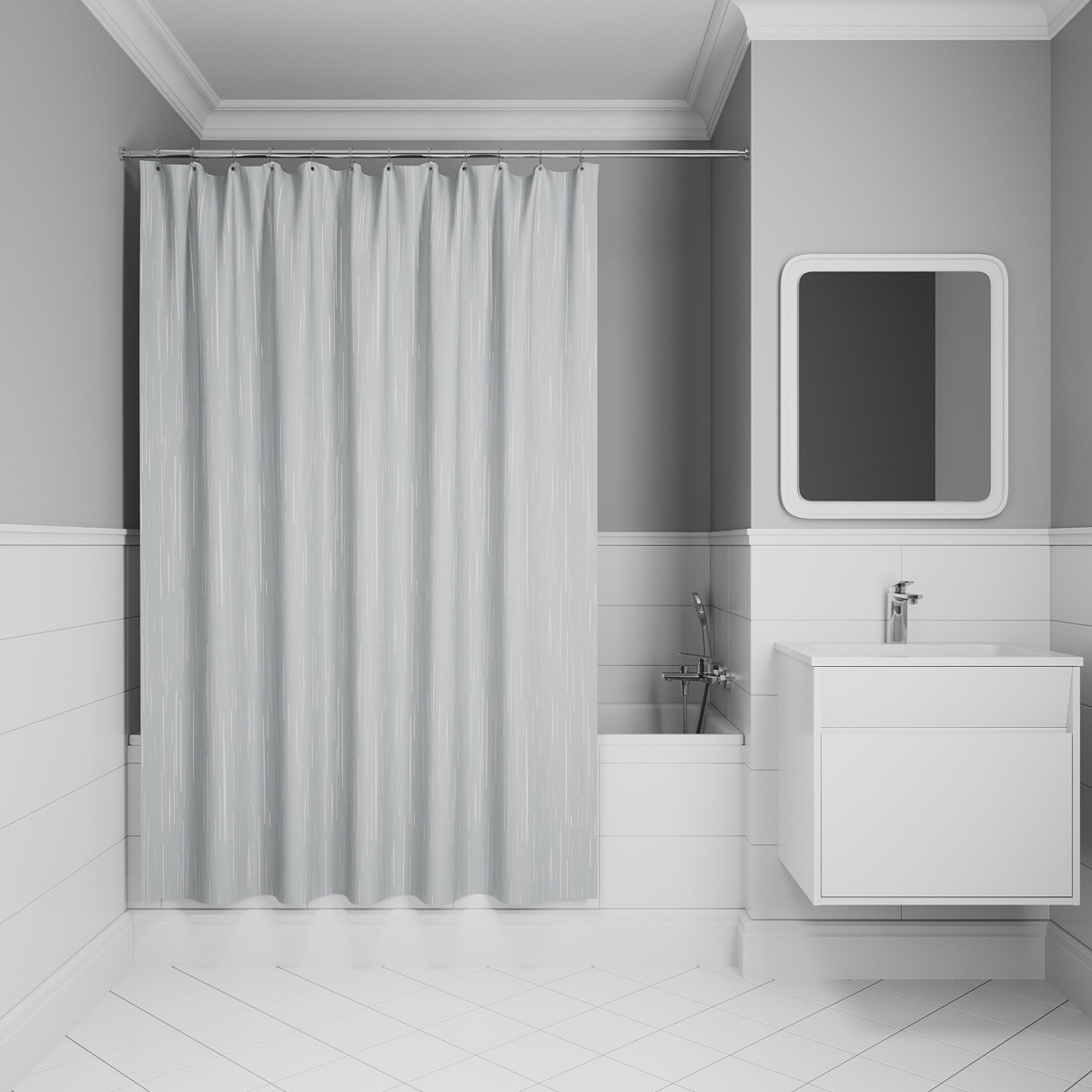 Штора для ванной IDDIS Base BD02P24i11 240*200 см (светло-серый)