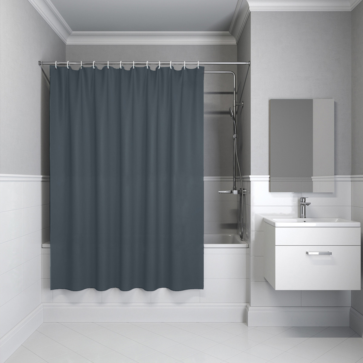 Штора для ванной IDDIS Base BS01P18i11 180*200 см (темно-серый)