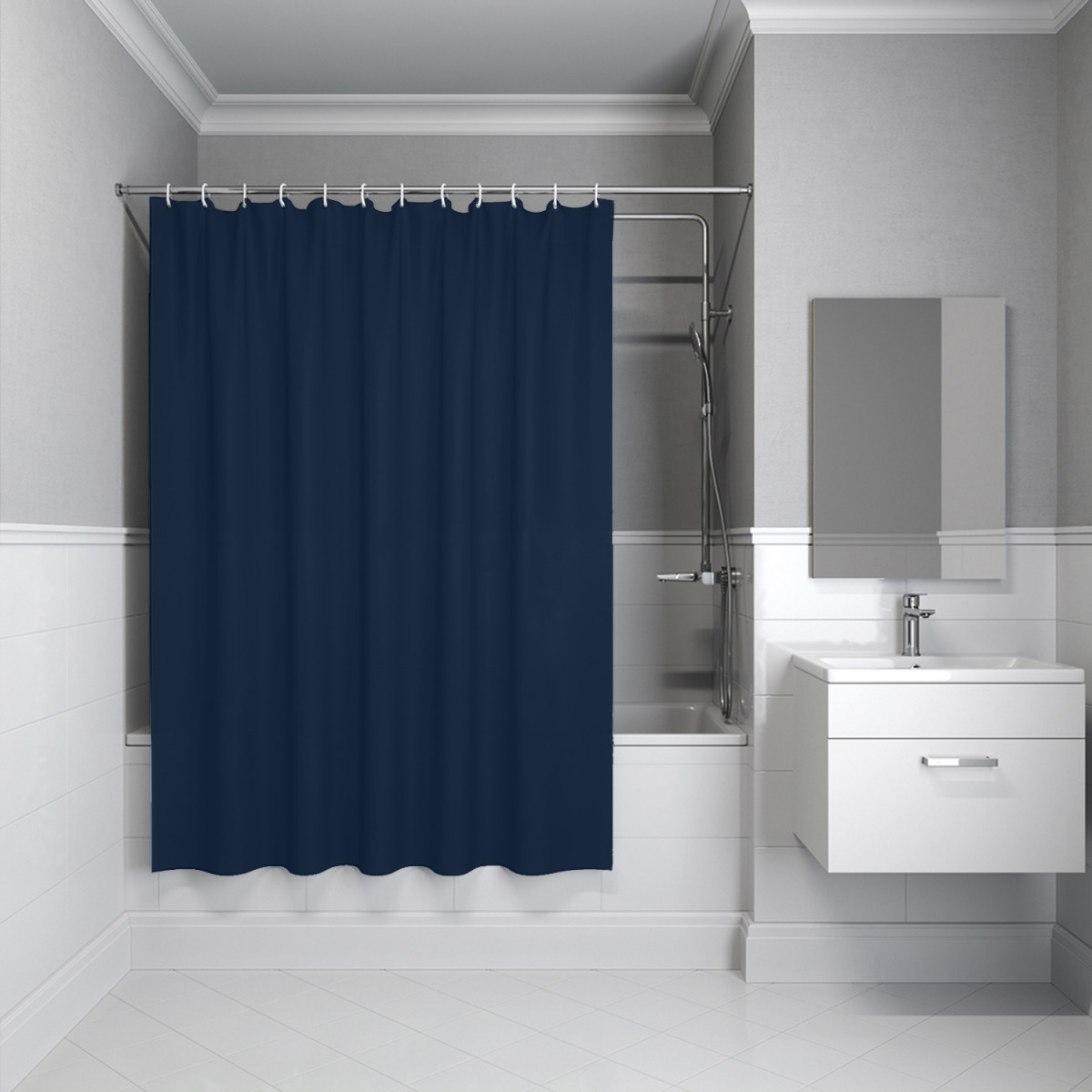 Штора для ванной IDDIS Base BS04P18i11 180*200 см (темно-синий)