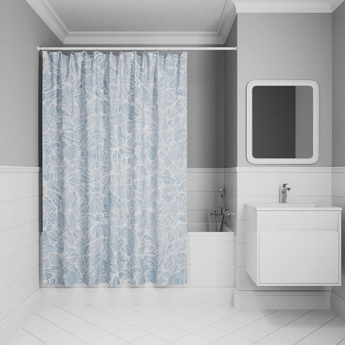 Штора для ванной IDDIS Base BX03P18i11 180*200 см (серо-голубой)