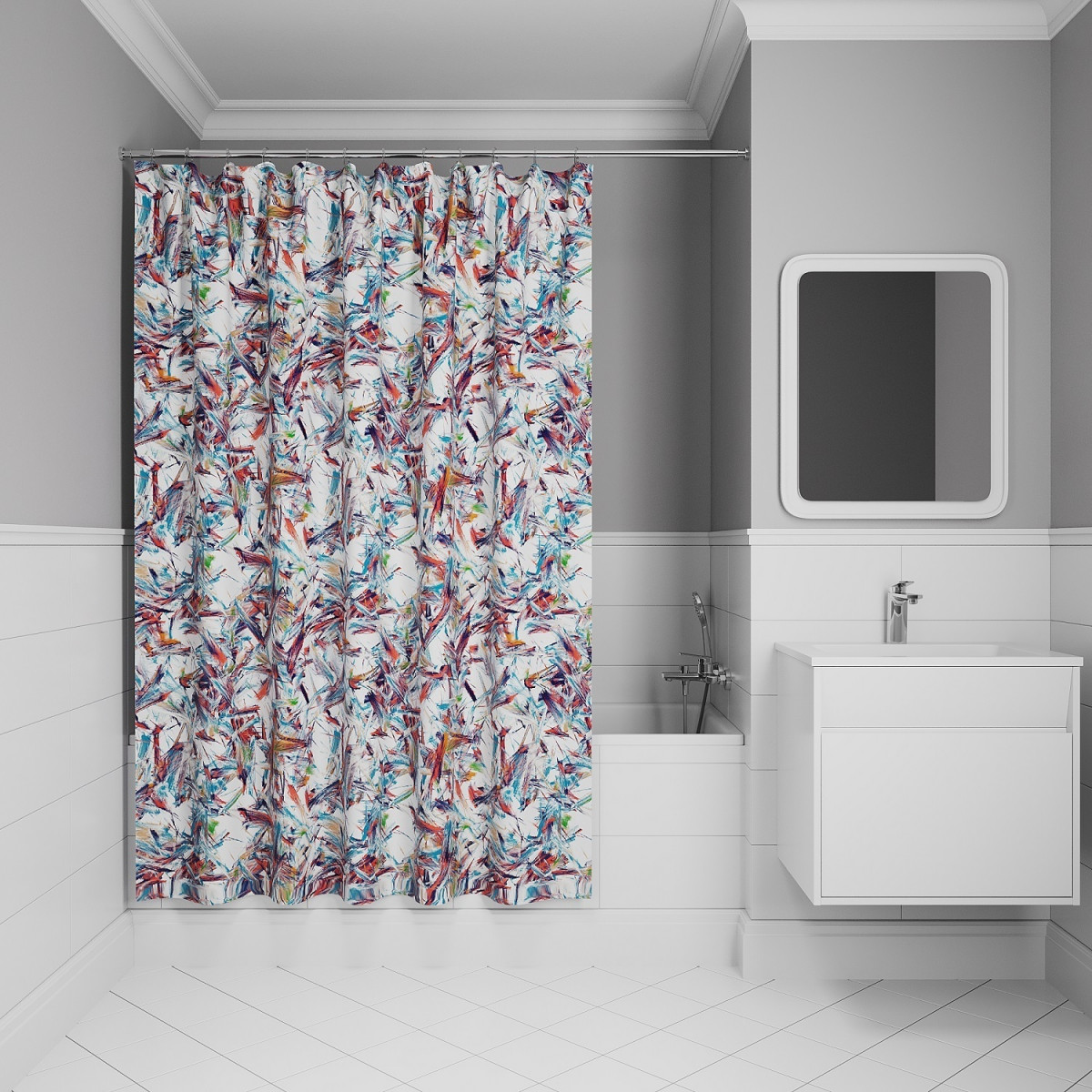 Штора для ванной IDDIS Base BX05P18i11 180*200 см (разноцветный)