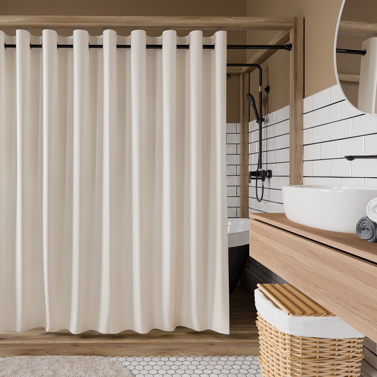 Штора для ванной WasserKRAFT Vils SC-10102 200*200 см (бежевый)