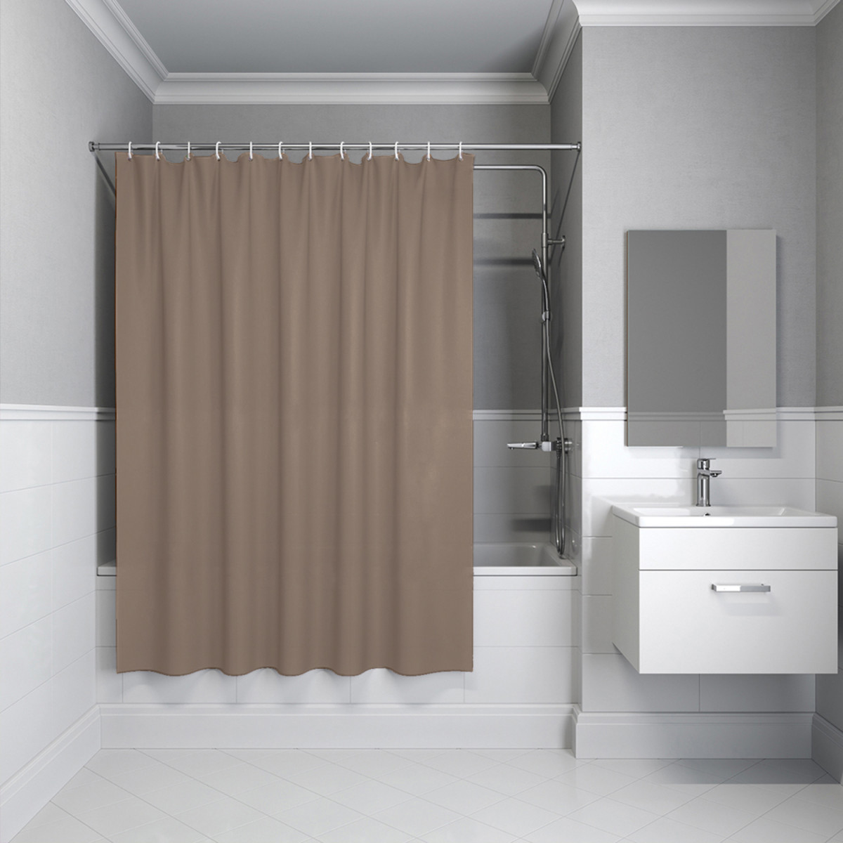 Штора для ванной IDDIS Base BS03P18i11 180*200 см (коричневый)