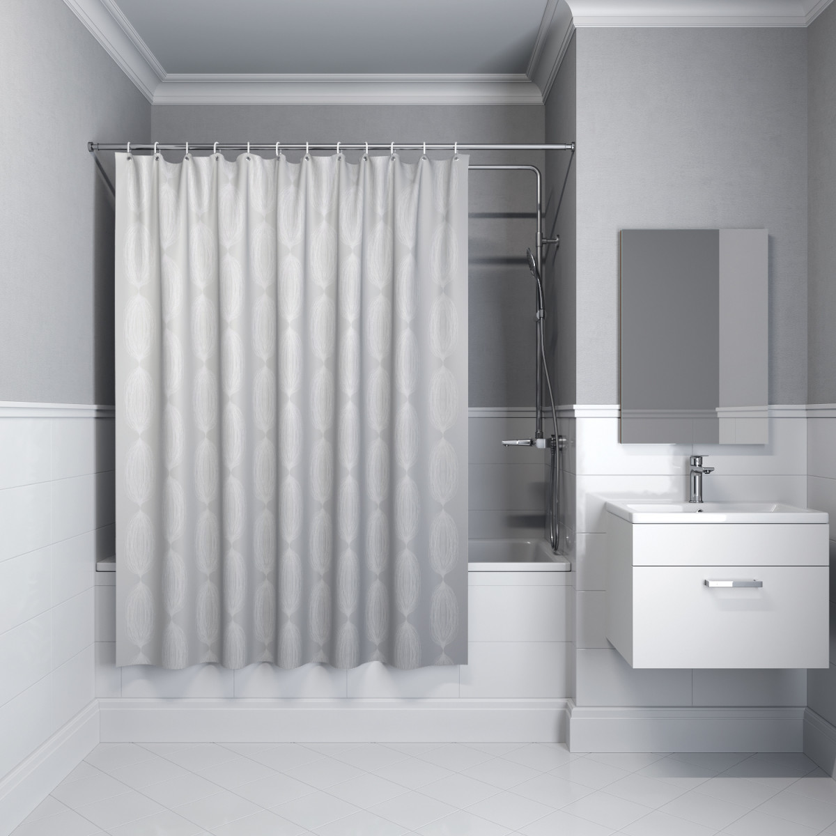 Штора для ванной IDDIS Base BD05P18i11 180*200 см (светло-серый)