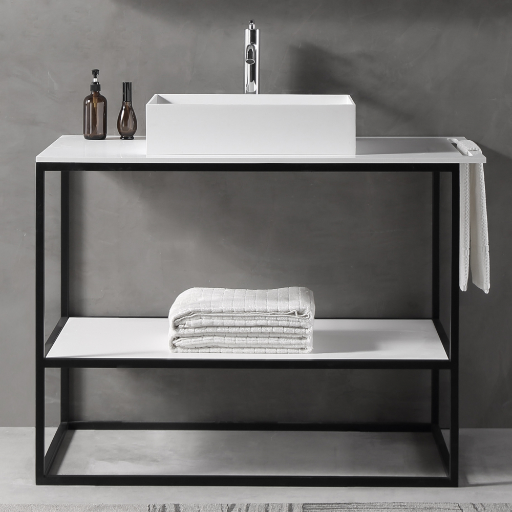 Консоль с раковиной Abber Stein AS2631 100 см (чёрный) напольная