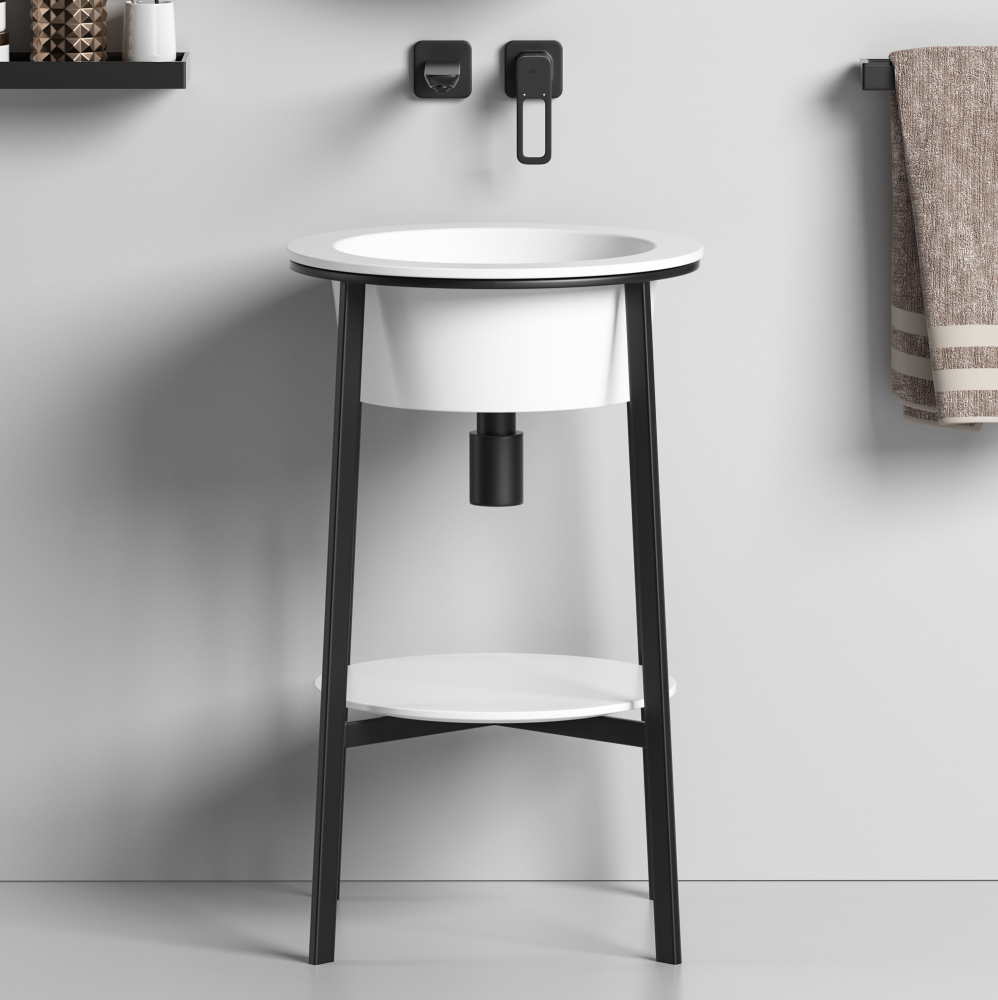 Консоль с раковиной Abber Bequem AC2130MW 50 см (белый матовый) напольная