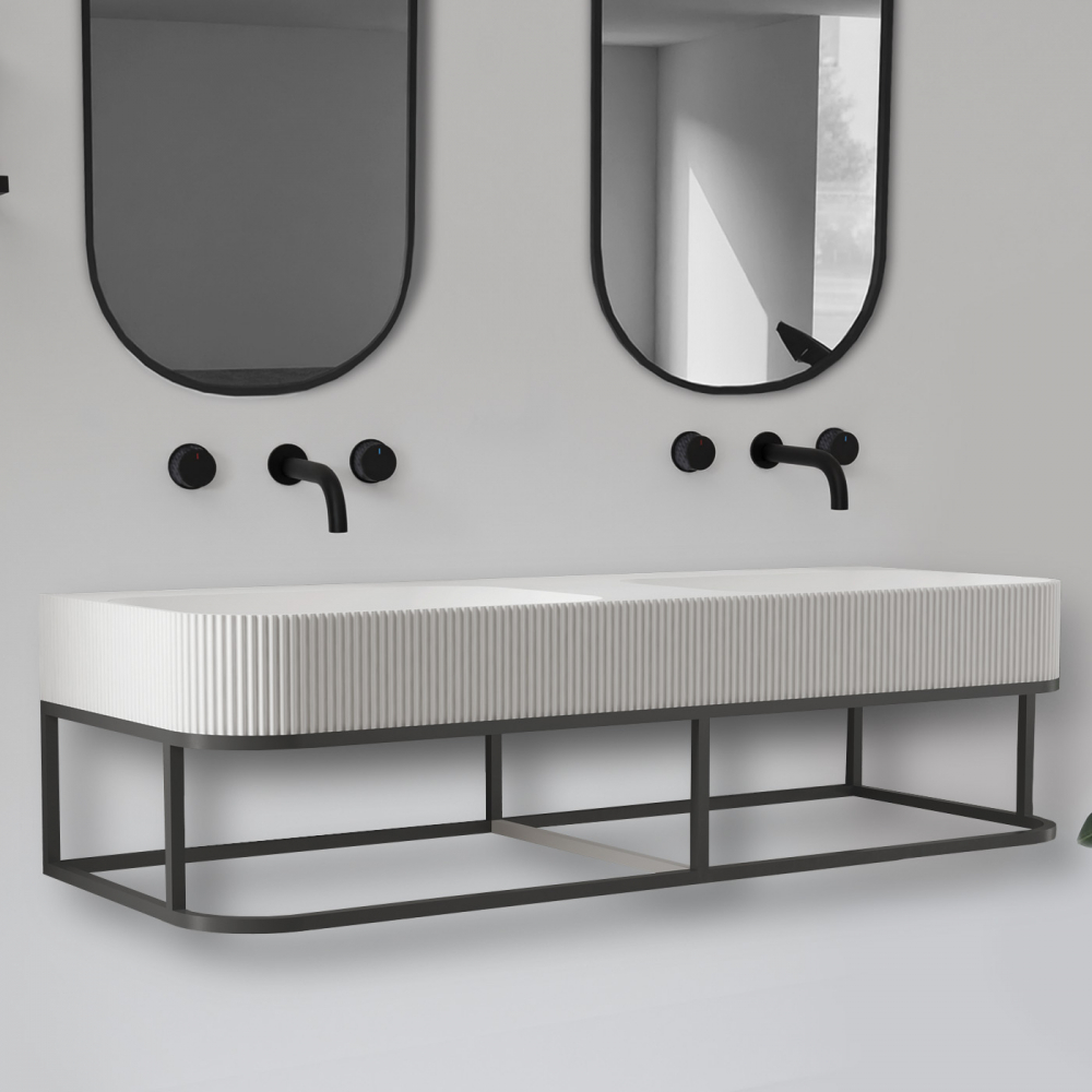 Консоль с раковиной Abber Stein AS2646 120 см (чёрный) подвесная