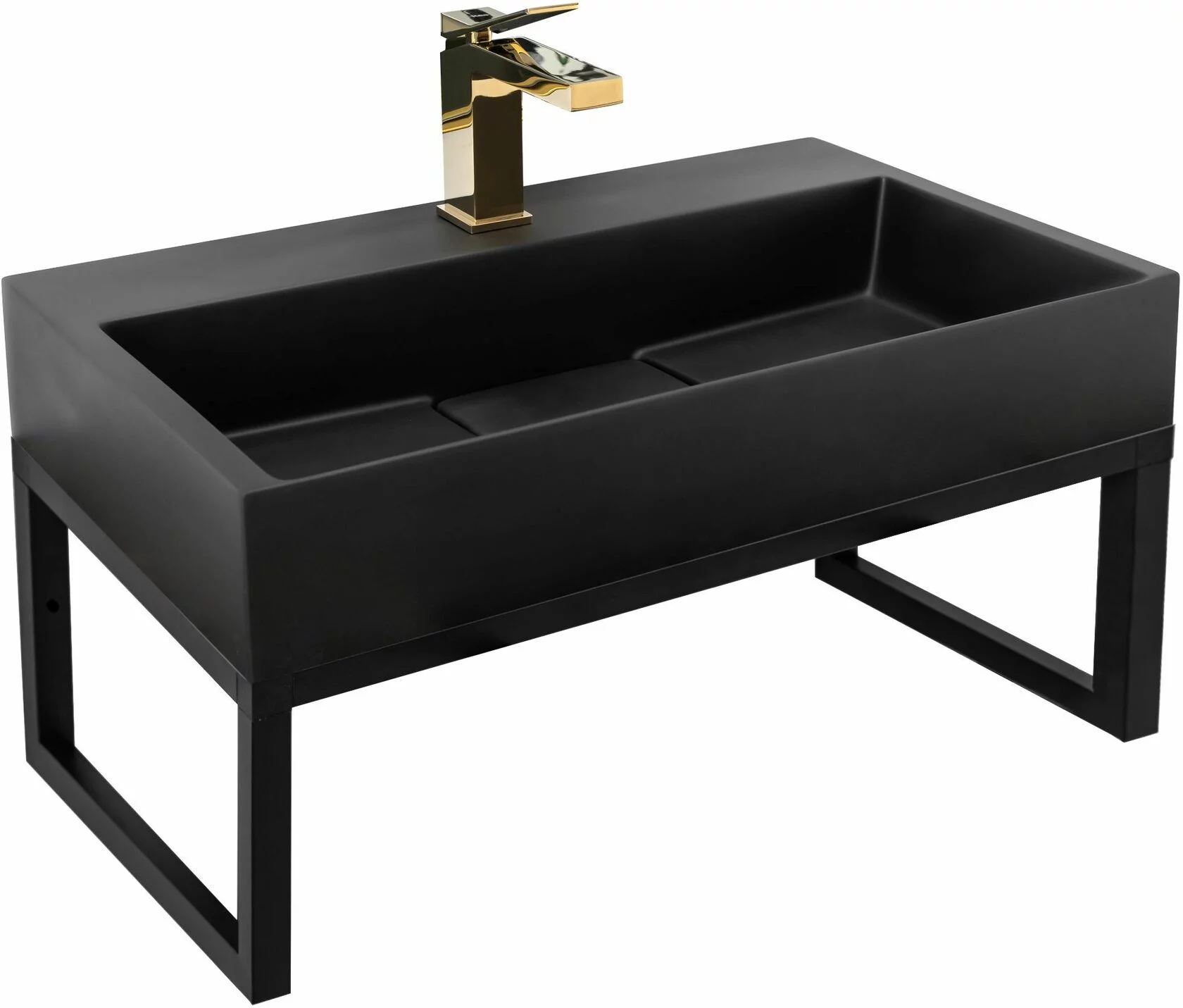 Консоль с раковиной Rea Goya REA-U8779+U6534 60 см (чёрный матовый) подвесная