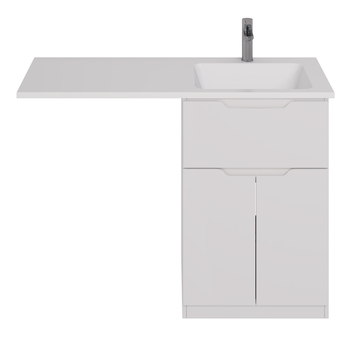 Тумба под раковину Dreja Bona 60 см (белый)   1 ящик 2 дверцы, напольная, под стиральную машину