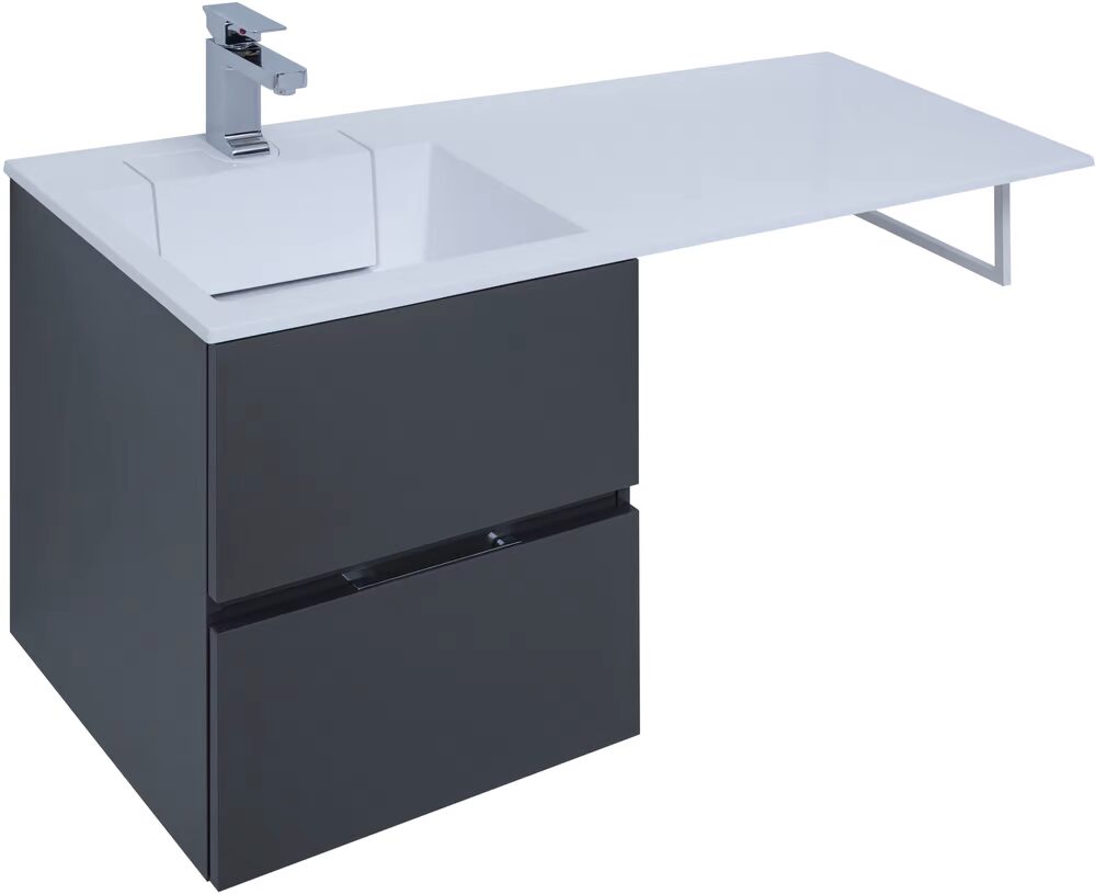 Тумба под раковину Aquanet Алвита 48 см (серый антрацит) подвесная , под стиральную машину