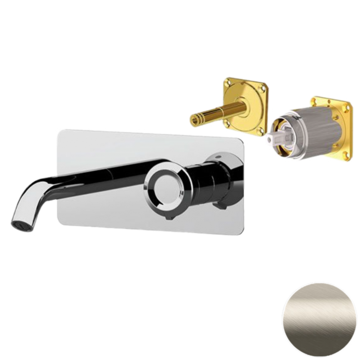 Встраиваемый смеситель для раковины Remer Element ET15KBXV (сталь матовая) внешняя часть