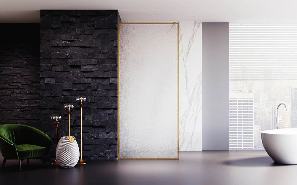 Душевая перегородка Veconi Korato KR81RG-110-06-C8 1100*2000 мм (брашированное золото/дождь)