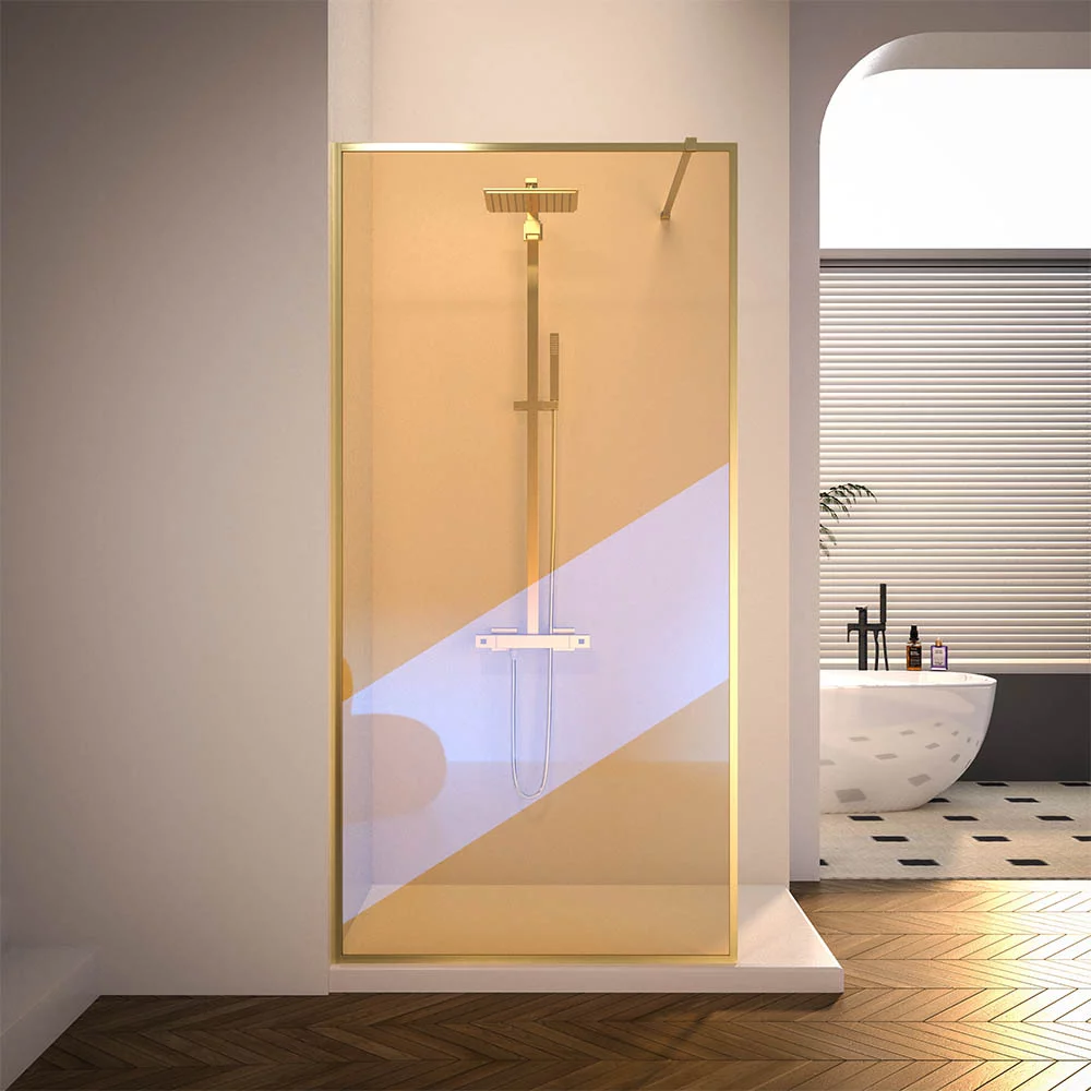 Душевая перегородка Veconi Korato KR81GС-90-09-C8 900*2000 мм (брашированное золото/хамелеон)