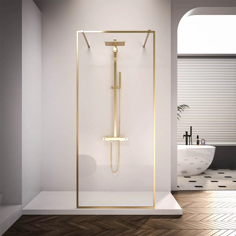 Душевая перегородка Veconi Korato KR90G-110-01-C4 1100*2000 мм (брашированное золото/прозрачное)