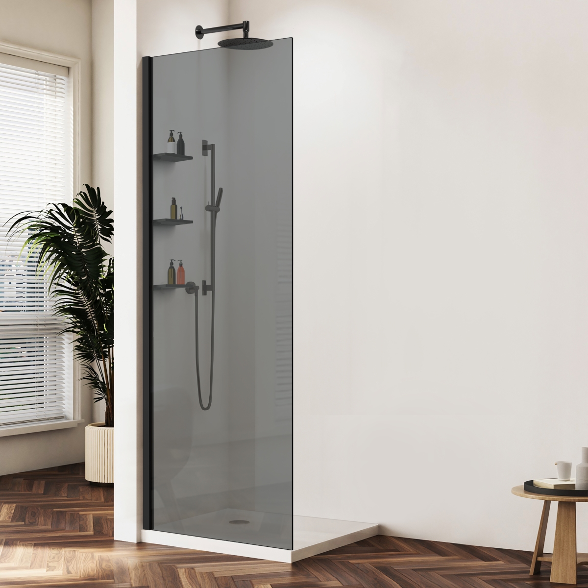 Душевая перегородка Vincea Walk-In VSW-1HWS900CGB 900*2000 мм (черный матовый/тонированное)