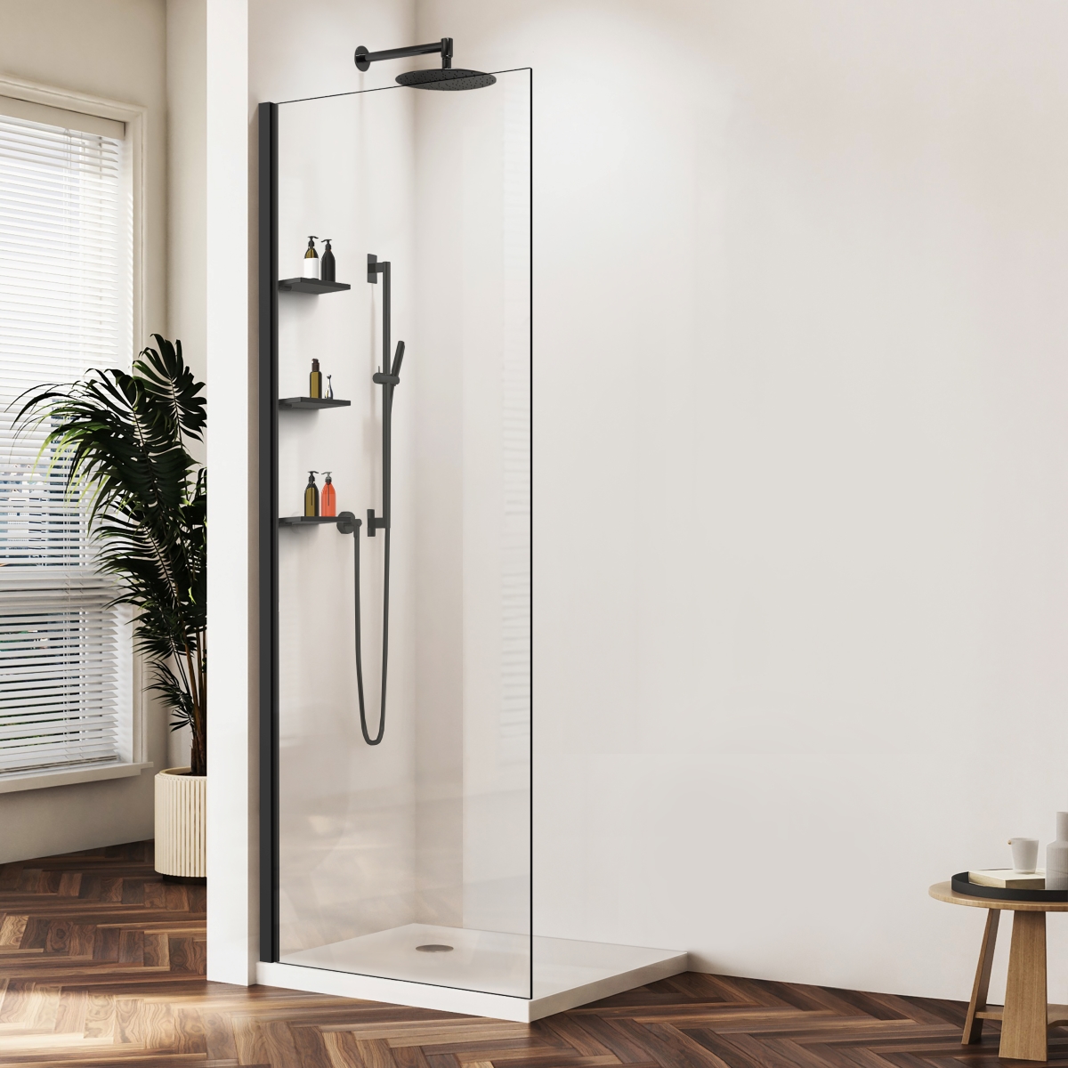 Душевая перегородка Vincea Walk-In VSW-1HWS900CLB 900*2000 мм (черный матовый/прозрачное)