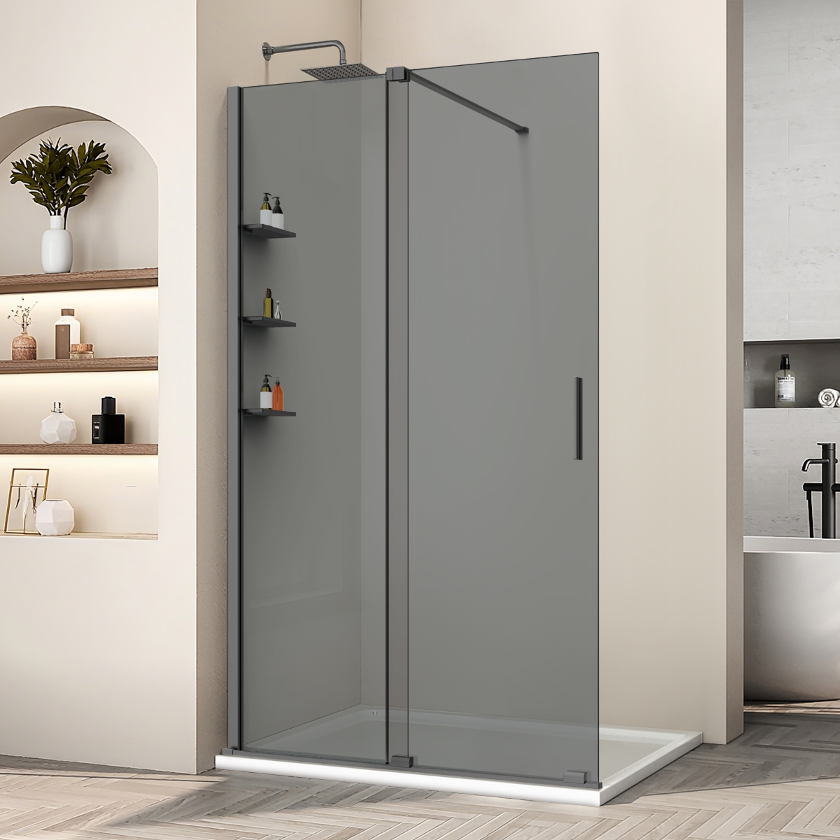 Душевая перегородка Vincea Walk-In VSW-1WSL120CGGM 1200*2000 мм (вороненая сталь/тонированное)
