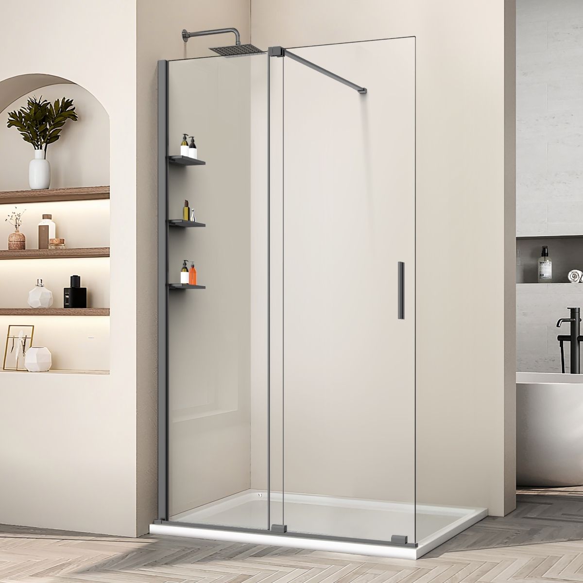 Душевая перегородка Vincea Walk-In VSW-1WSL120CLGM 1200*2000 мм (вороненая сталь/прозрачное)